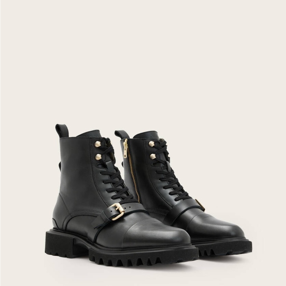 Black Allsaints Tori Leather Ankle Boots